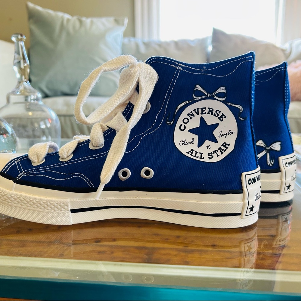Converse Blue High-Tops - painted for Gracie Abrams 💛
